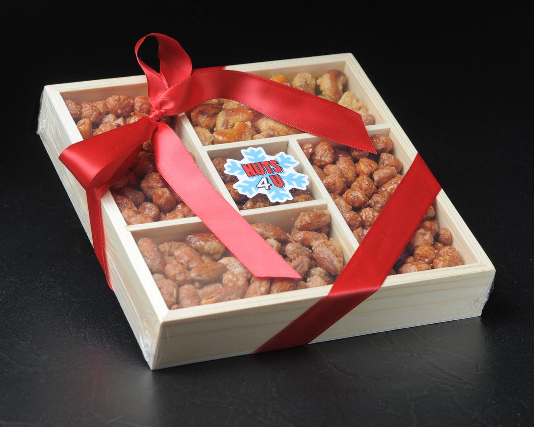 Nuts 4 U Snowflake 5-Compartment Wood Gift Box