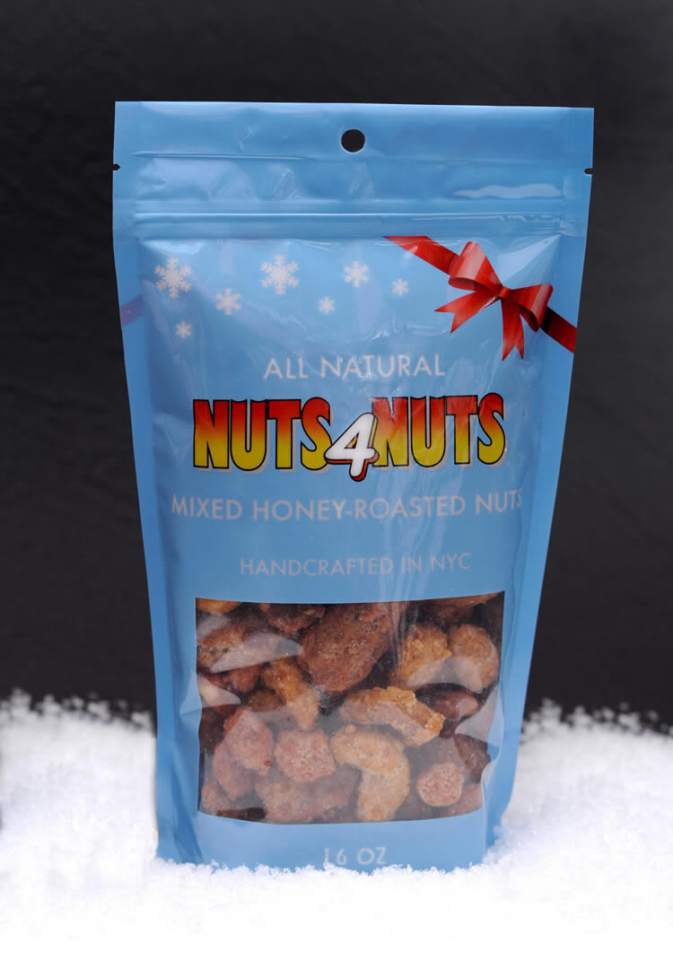 Honey-Roasted Mixed Nuts in 16 oz. Resealable Holiday Pack – Nuts 4 Nuts